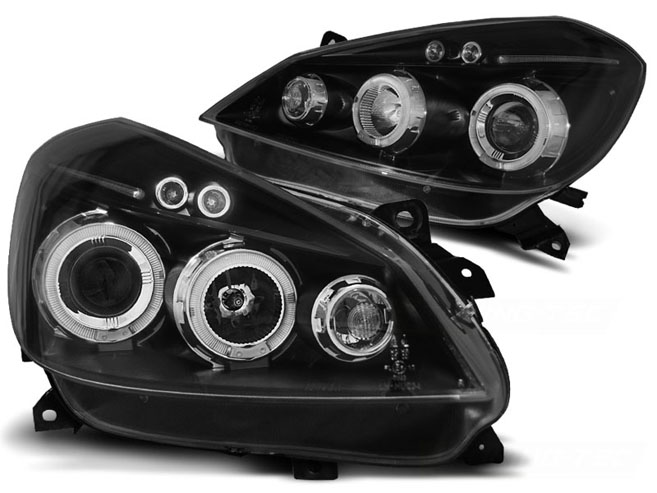 PROJECTOR HEADLIGHTS WITH DUAL HALO RIMS fits RENAULT CLIO III