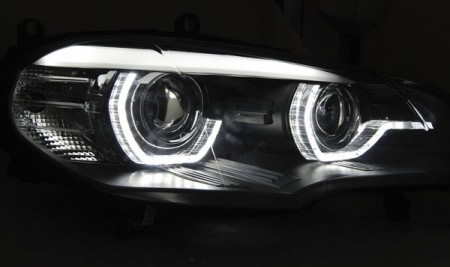 XENON HEADLIGHTS ANGEL EYES LED DRL BLACK fits BMW X5 (E70) 07-10 - Image 2