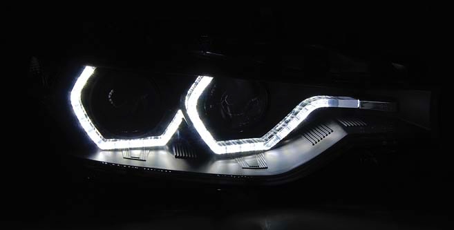 HEADLIGHTS ANGEL EYES LED DRL BLACK fits BMW 3 SERIES (F30)/F31 LCI 15-18 - Image 2