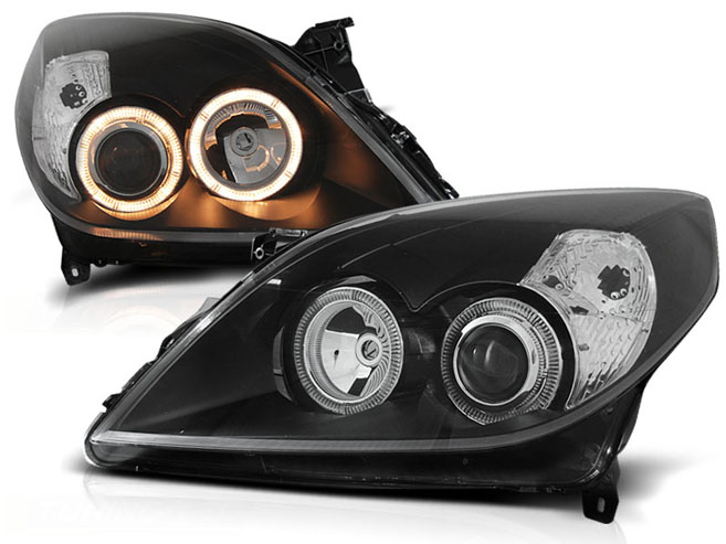 PROJECTOR HEADLIGHTS WITH DUAL HALO RIMS fits OPEL VECTRA C