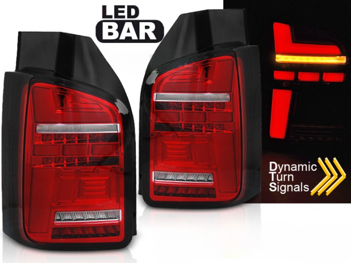 LED BAR TAIL LIGHTS RED WHITE SEQ fits VW TRANSPORTER VI BULB