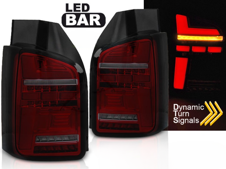 LED BAR TAIL LIGHTS RED SMOKE SEQ fits VW TRANSPORTER VI BULB