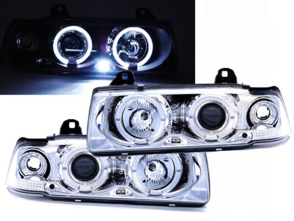 HEADLIGHTS ANGEL EYES CHROME fits BMW 3 SERIES (E36)