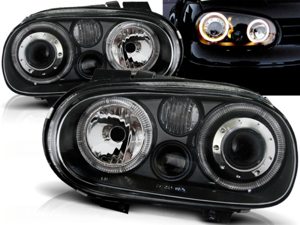 HEADLIGHTS ANGEL EYES BLACK fits VW GOLF IV 09.97-09.03