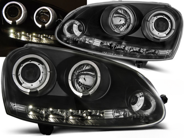 HEADLIGHTS ANGEL EYES BLACK fits VW GOLF V 10.03-09