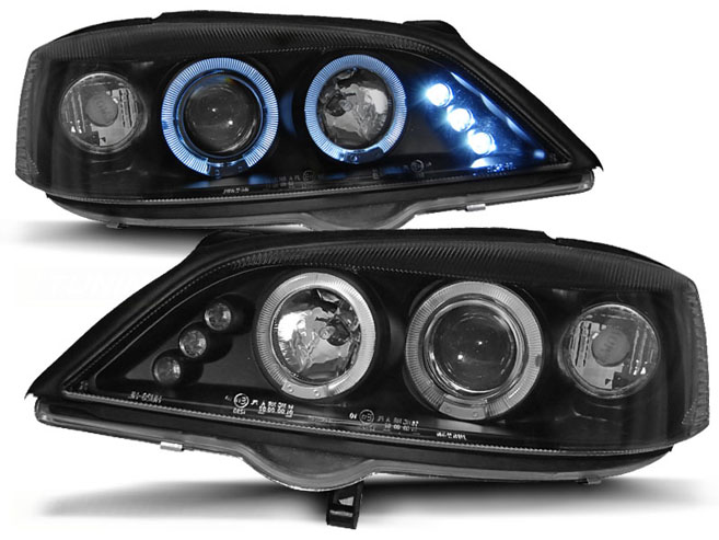PROJECTOR HEADLIGHTS WITH DUAL HALO RIMS fits OPEL ASTRA G