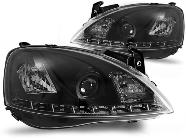 PROJECTOR HEADLIGHTS WITH LED PARKING LIGHT fits OPEL CORSA C