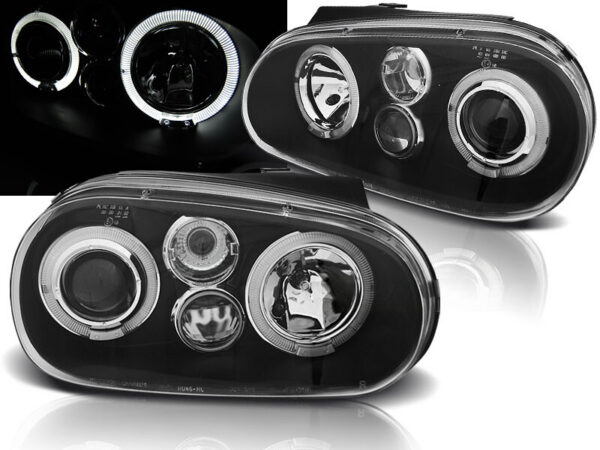 HEADLIGHTS ANGEL EYES BLACK fits VW GOLF IV 09.97-09.03