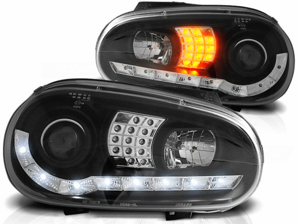 HEADLIGHTS DAYLIGHT BLACK fits VW GOLF IV 09.97-09.03
