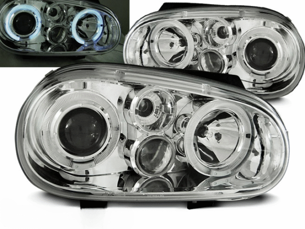 PROJECTOR HEADLIGHTS WITH DUAL HALO RIMS fits VOLKSWAGEN GOLF IV