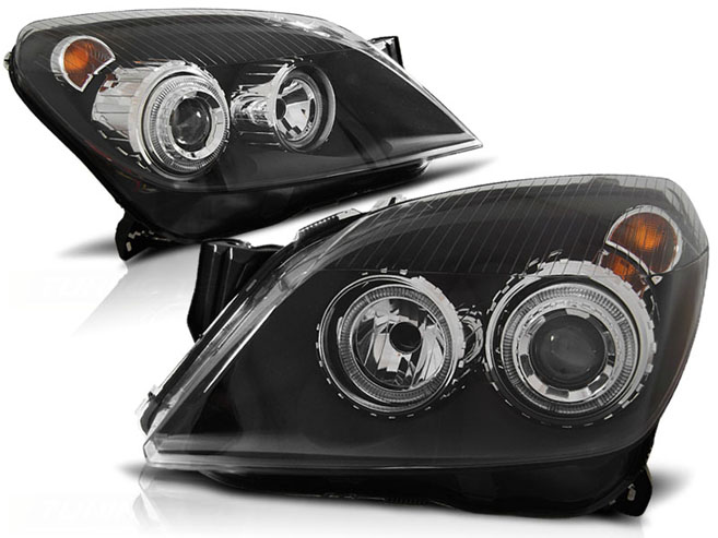 PROJECTOR HEADLIGHTS WITH DUAL HALO RIMS fits OPEL ASTRA H