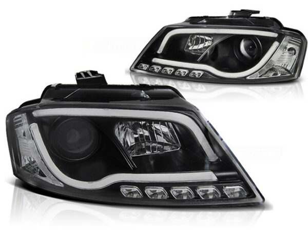 HEADLIGHTS TUBE LIGHT DRL BLACK fits AUDI A3 (8P1) 08-12