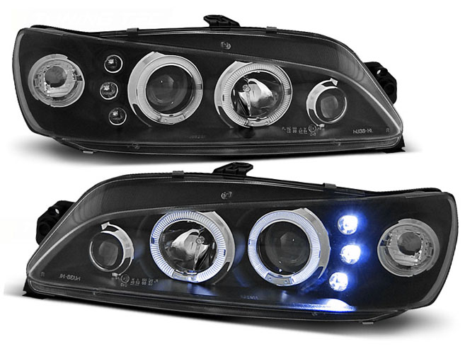 PROJECTOR HEADLIGHTS WITH DUAL HALO RIMS fits PEUGEOT 306