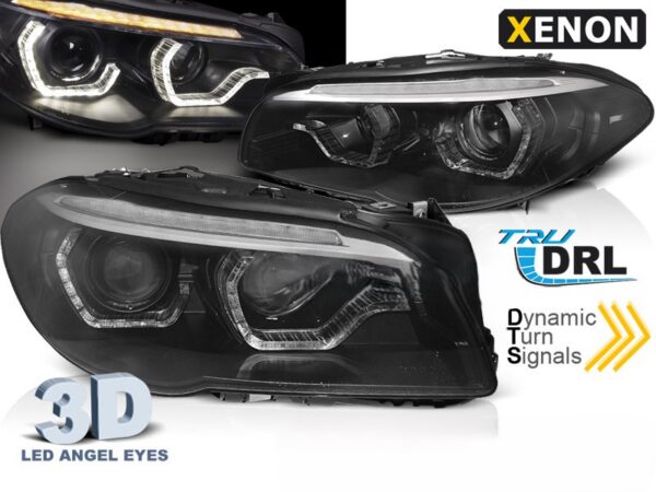 XENON HEADLIGHTS ANGEL EYES LED DRL BLACK SEQ fits BMW 5 SERIES (F10) 13-16
