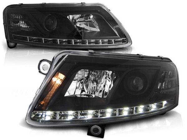 HEADLIGHTS TRUE DRL BLACK fits AUDI A6 (C6)