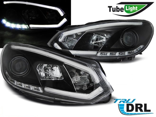 Esituled "TubeLight DRL Black" Vw Golf 08-12