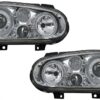 Angel Eyes Headlights Dual Halo Rims suitable for VW Golf IV 4 Cabriolet Hatchback Variant (09.1997-09.2003) Chrome LHD or RHD
