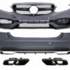 Body Kit suitable for Mercedes E-Class W212 Facelift (2013-2016) with Exhaust Muffler Tips Black E63 Design Piano Black