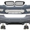 Complete Body Kit suitable for BMW 5 G30 (2017-up) with Central Grilles Double Stripe and Dual Twin Exhaust Muffler Tips Carbon Fiber Matte M5 Design
