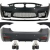 Complete Body Kit with Carbon Fiber Exhaust Muffler Tips and Front Fenders Black suitable for BMW F30 (2011-2019) EVO II M3 CS Style Without Fog Lamps