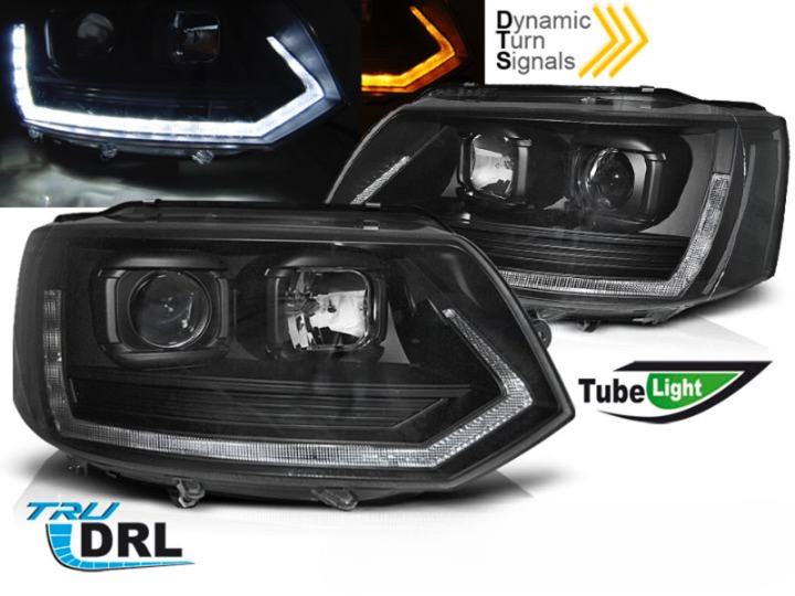 HEADLIGHTS TUBE LIGHT TRANSPORTER VI LOOK BLACK fits VW TRANSPORTER V
