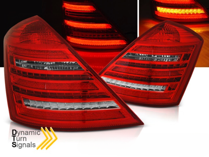 LED TAIL LIGHTS RED WHITE SEQ S CLASS (W222) LOOK fits MERCEDES S CLASS (W221) 05-09