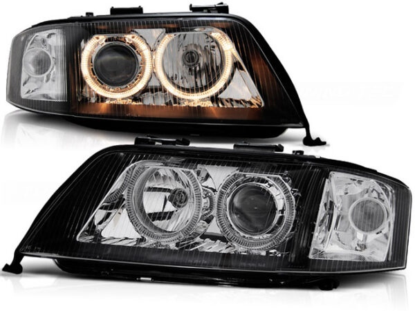 XENON HEADLIGHTS ANGEL EYES BLACK fits AUDI A6 06.01-05.04