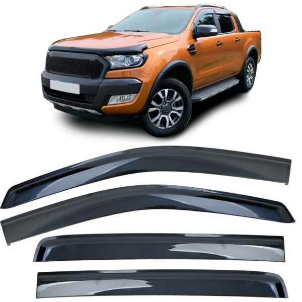 Tuule- ja vihmasuunaja, 4-osaline, must, Ford Ranger T6 T7 T8 2012-2022