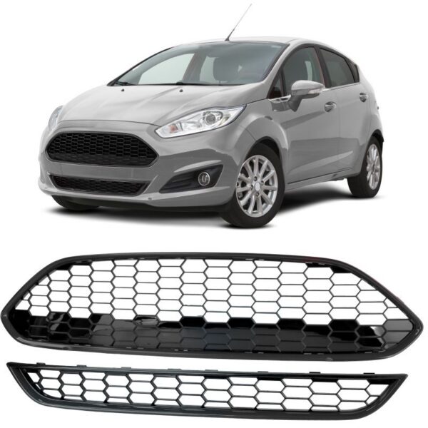 Ford Fiesta 13-17 ST kärgmustriga ülemise ja alumise iluvõre komplekt läikivmust