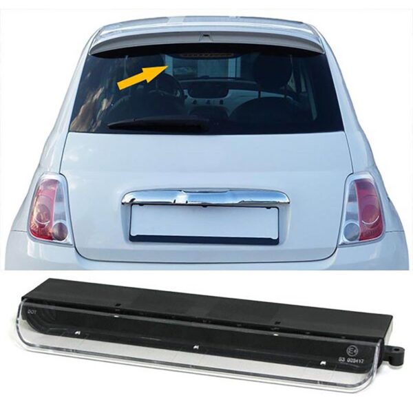 Kolmas LED-pidurituli, läbipaistev must klaas, Fiat 500-le (2007-2024)