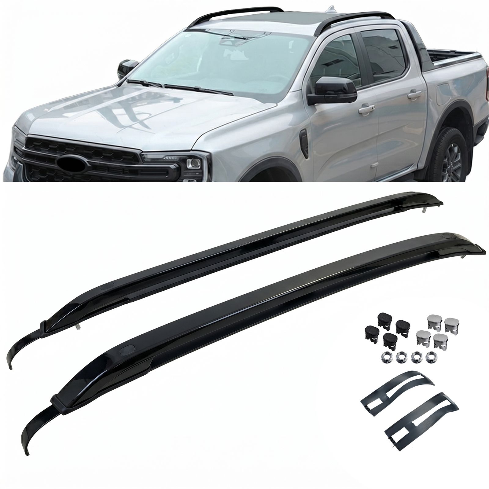 Alumiiniumist mustad katusereelingud Ford Ranger T9 2023-